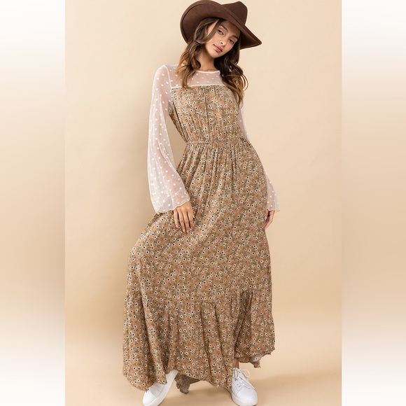 52 Boho Contrast Floral Print Maxi Dress - Picture 5 of 5